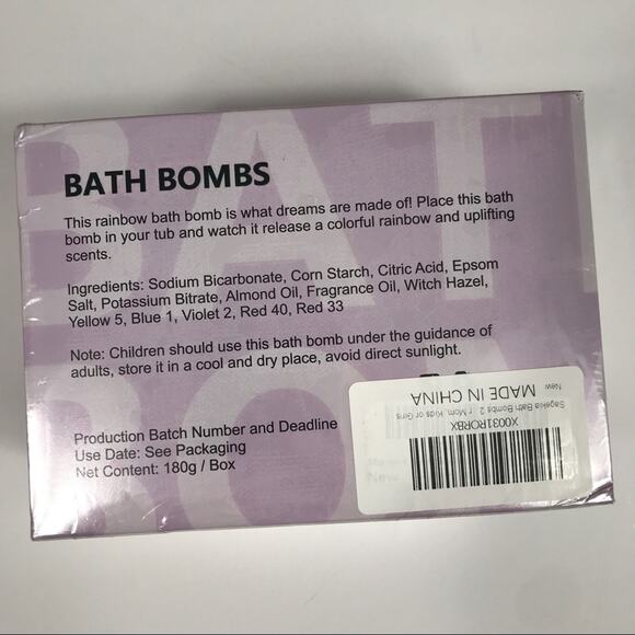 Rainbow Bath Bombs (2 Packs), Large Size 6.35oz Organic Bath Bomb - Picture 5 of 5